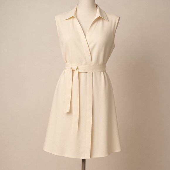 H&M Sleeveless Belted Viscose/Polyester Blend Midi Dress Size Medium - Picture 1 of 6